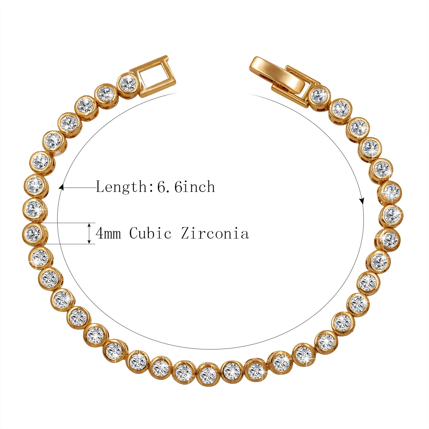 Simple Copper Zircon Bracelet in Platinum Finish