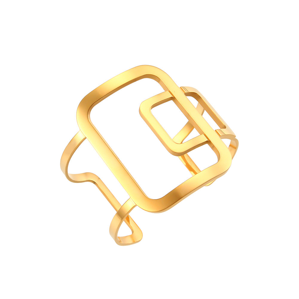 Abstract Geometric Open Stainless Steel Bracelet