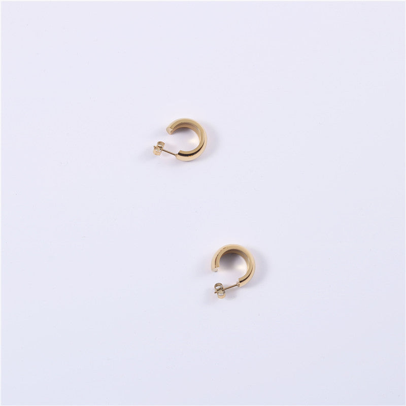 Exaggerated Hoop Earrings with Titanium Steel Studs