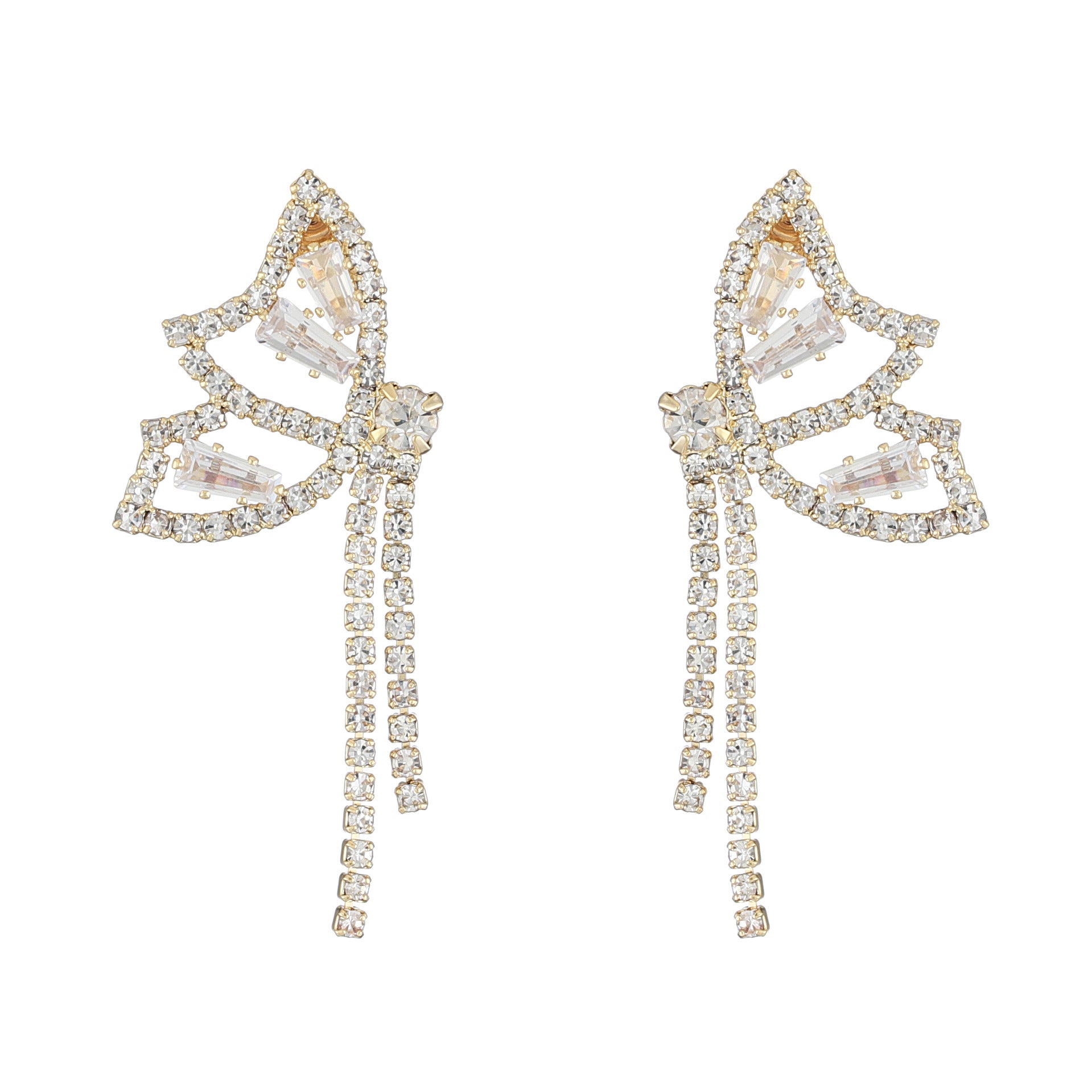 Korean S925 Silver Butterfly Tassel Zircon Earrings