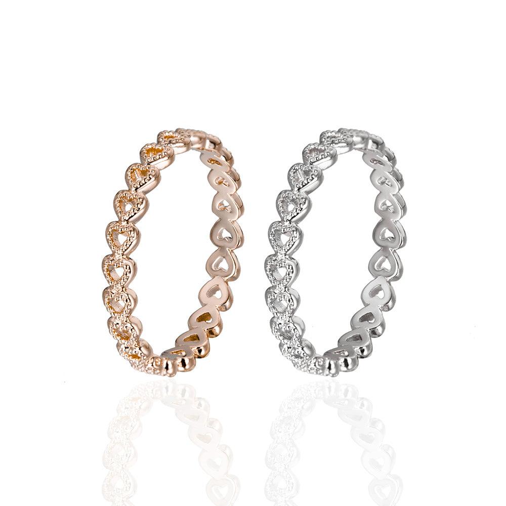 New Copper-Plated Platinum Heart Interlocking Ring