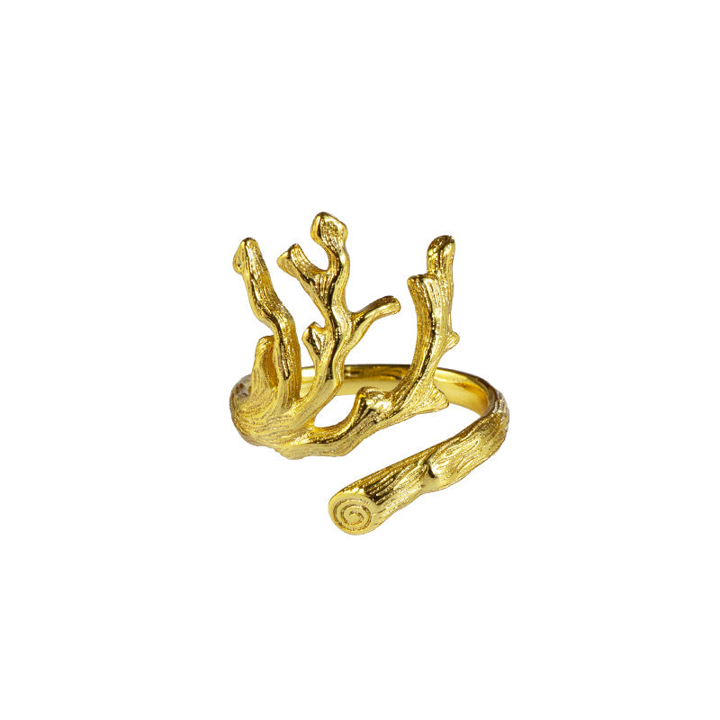 Branch Lava Texture Silver Ring