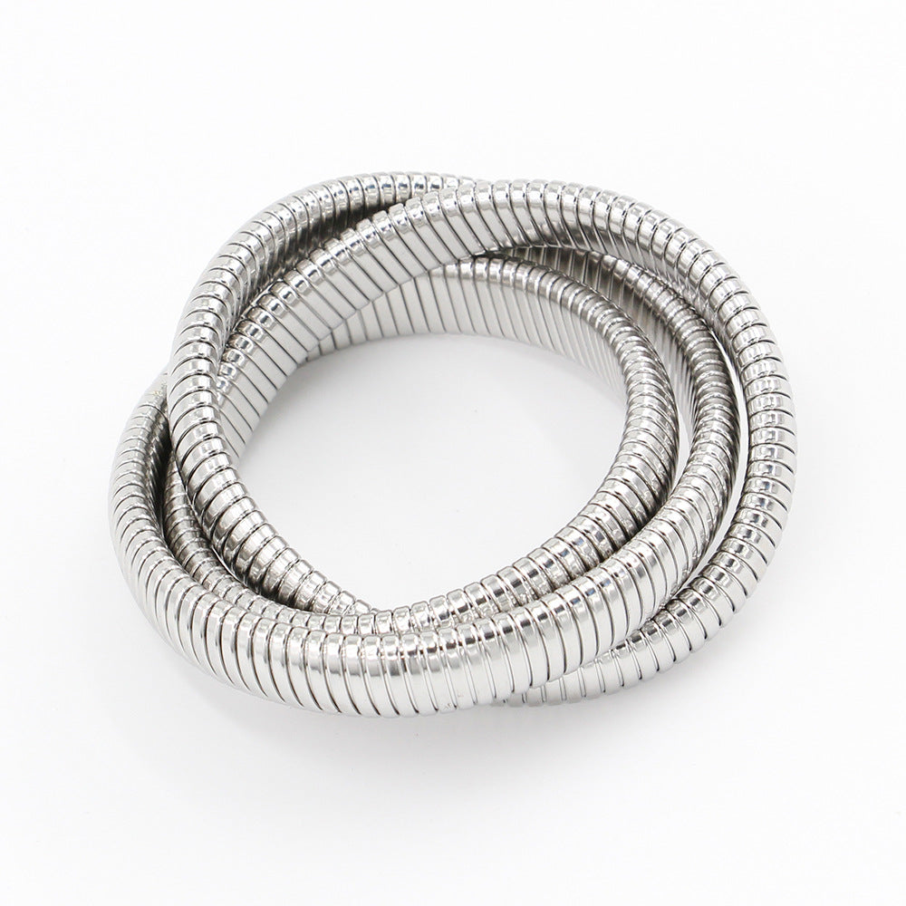 Three-Layer Elastic Gold-Plated Stainless Steel Bracelet