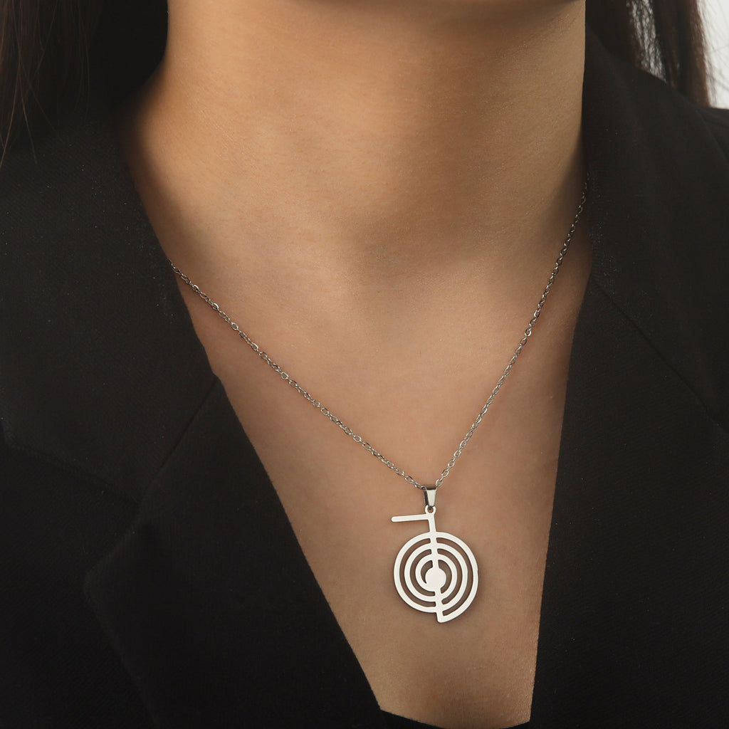 Titanium Steel Geometric Spiral Pendant Necklace