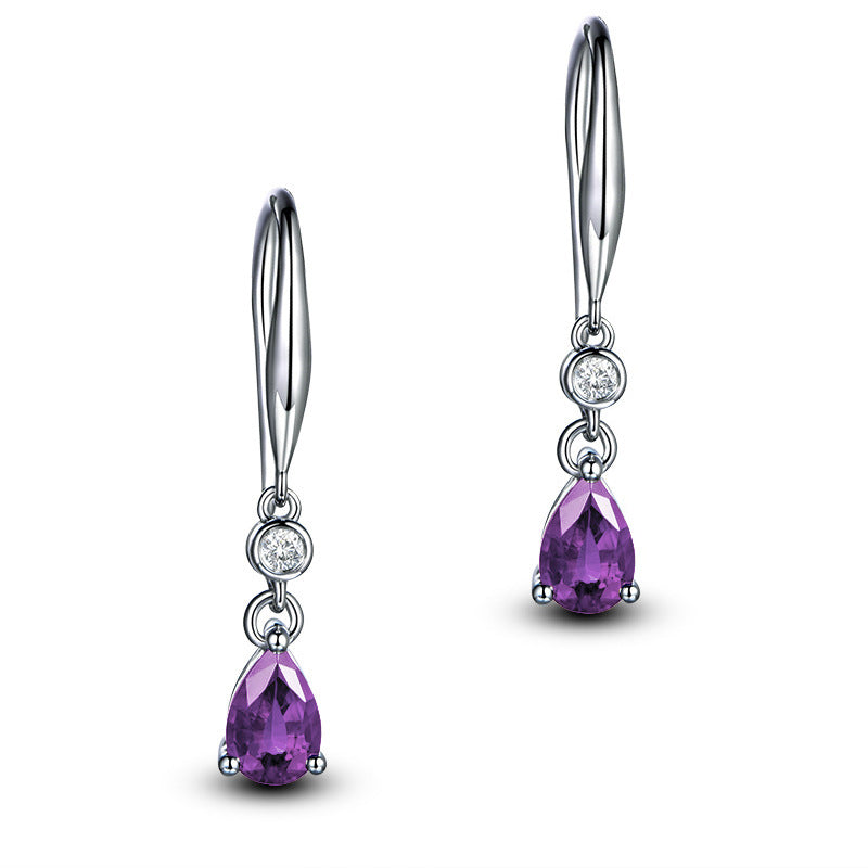 Elegant Platinum-Plated Colorful Faux Sapphire Earrings