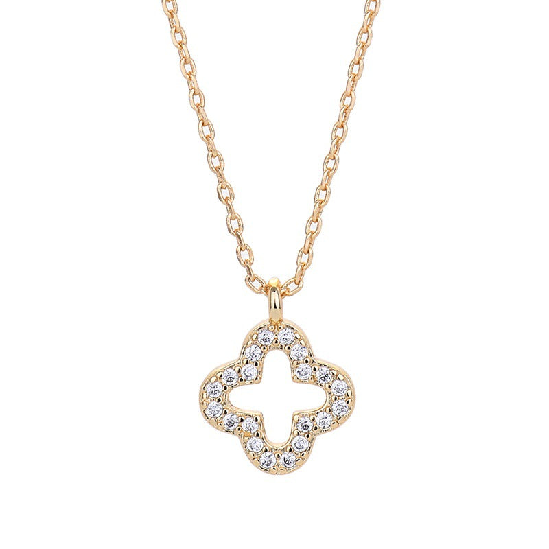 Clover Necklace for Women - Simple Fashion Zircon Pendant