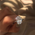 Platinum-Plated Oval Zirconia Ring