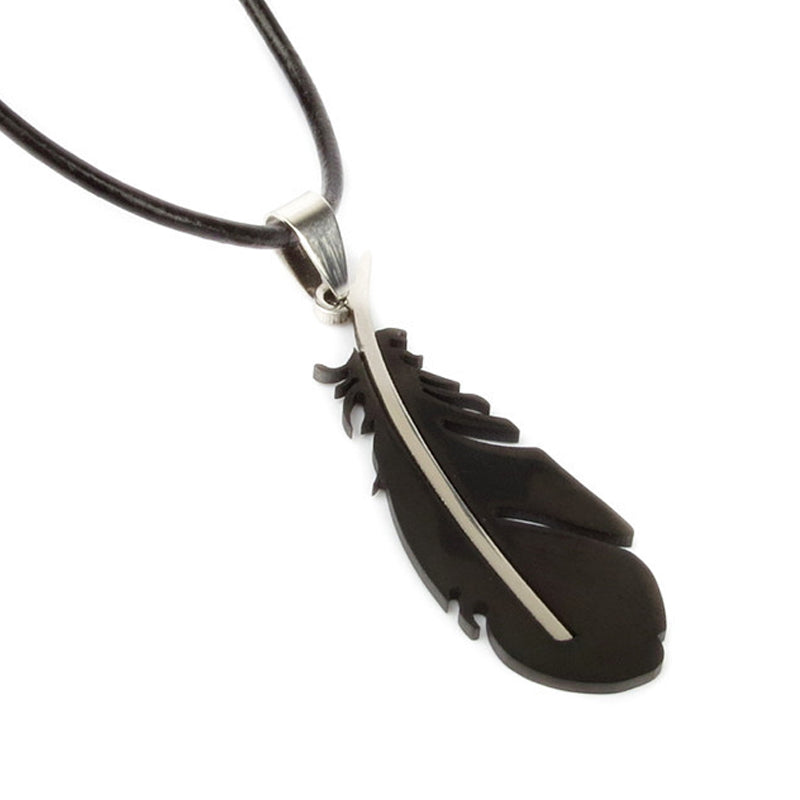 Vintage Feather Titanium Steel Pendant for Couples