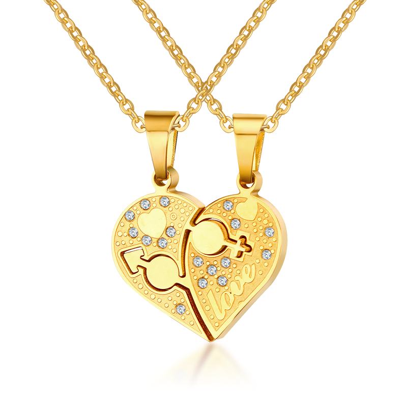 Custom Wholesale Titanium Steel Heart Couple Pendant
