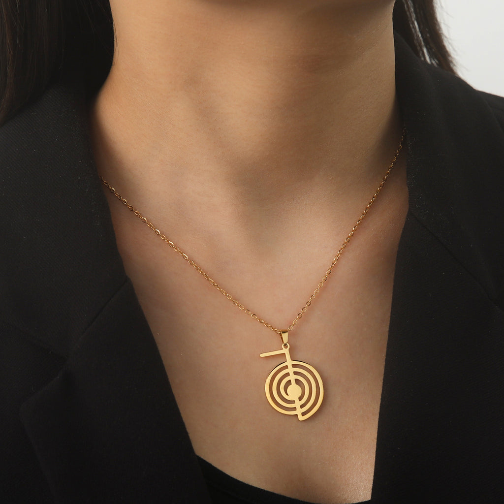 Titanium Steel Geometric Spiral Pendant Necklace