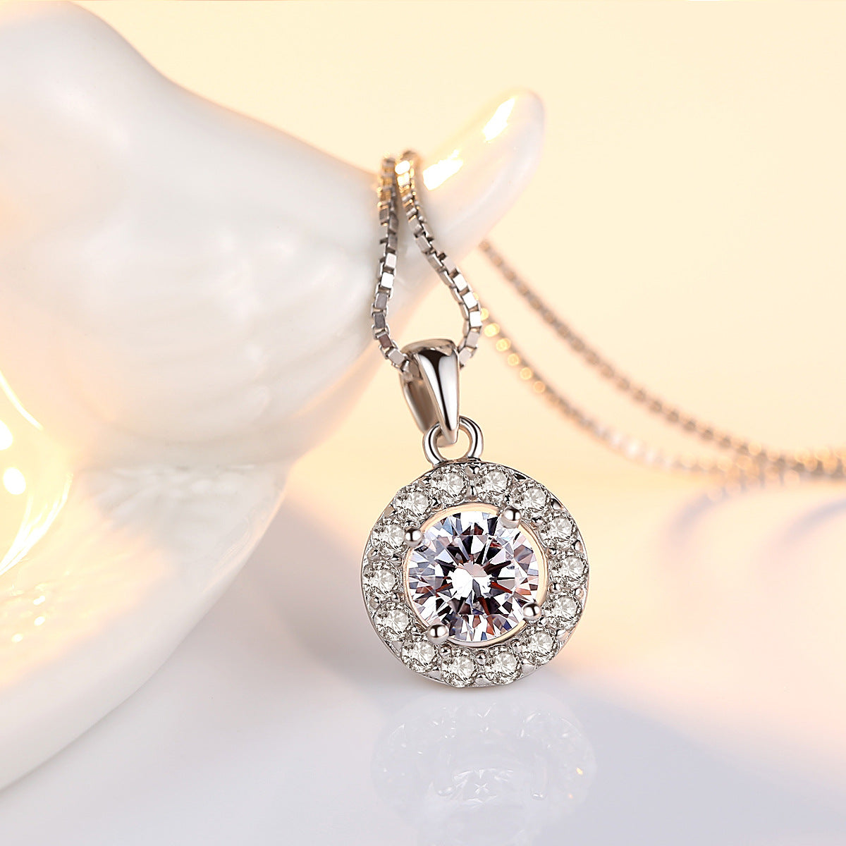 S925 Silver Pendant with Simulated Diamond Design