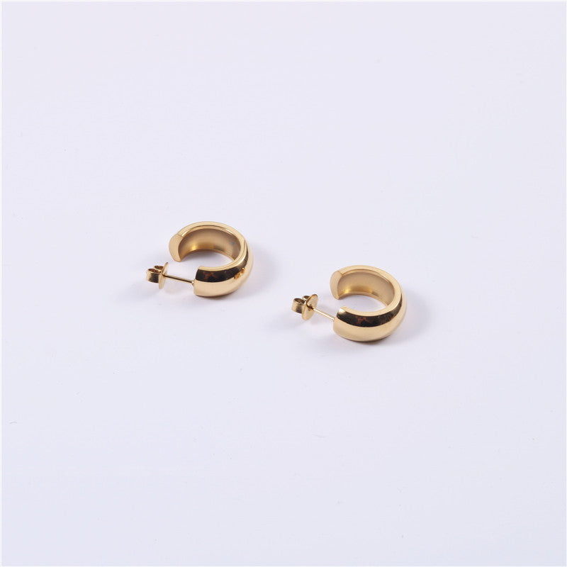 Exaggerated Hoop Earrings with Titanium Steel Studs