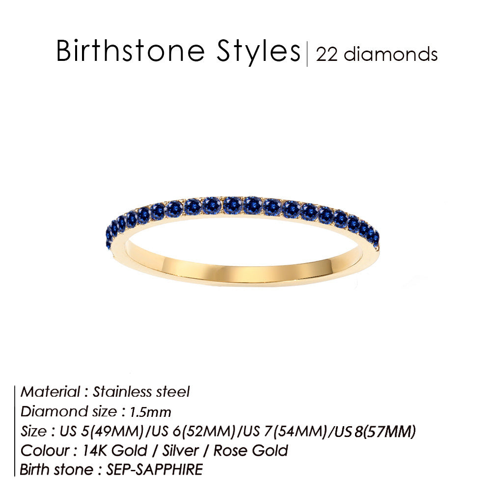 Colorful Rhinestone Stainless Steel Ring