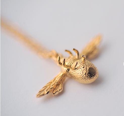 Bee Necklace with Simple Silver Pendant