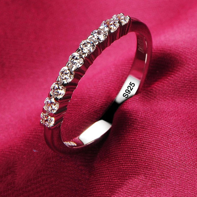 Round Cut Zircon Platinum Ring