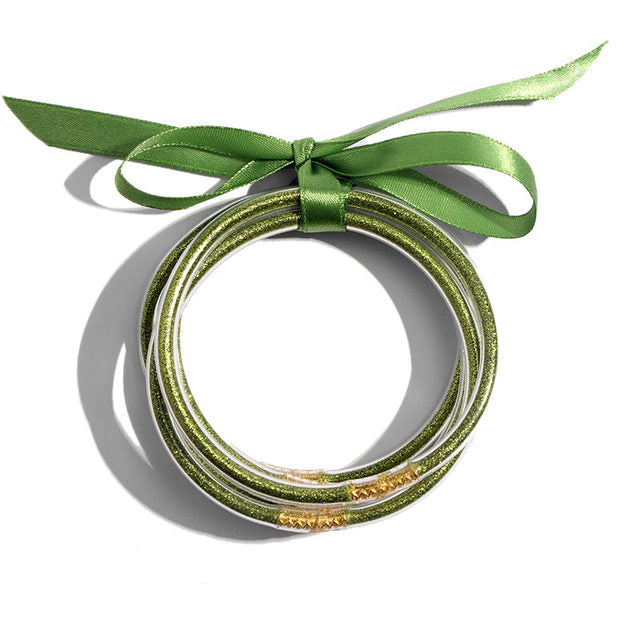 5Pcs Gold Silver Glitter Jelly Bangle Bracelet Set