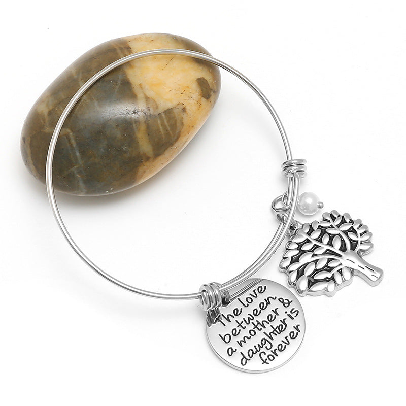 Mirror Engraved Tree of Life Adjustable Titanium Bracelet