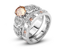Heart Platinum Ring - Double Layer Stacking Ring
