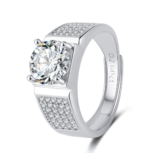 Geometric Zirconia Inlaid Platinum Women's Ring