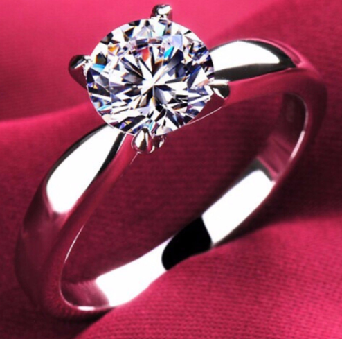 Round Cut Zircon Platinum Ring