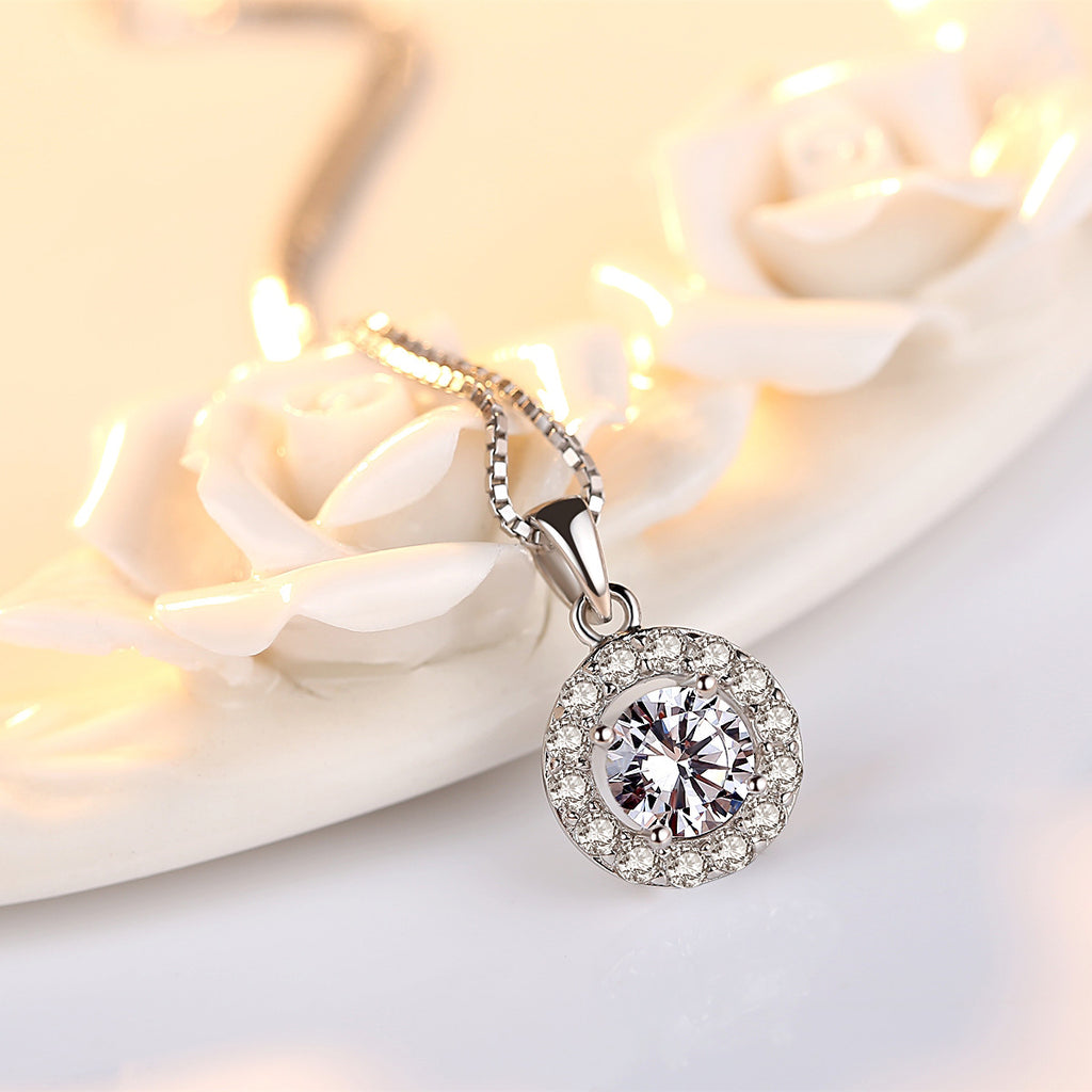 S925 Silver Pendant with Simulated Diamond Design