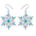 Platinum Water Blue Snowflake Earrings