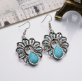 Peacock Earrings with Turquoise Drops