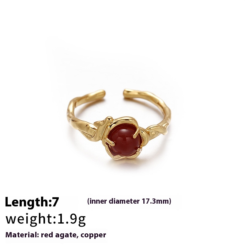 Red Agate Steel Ring