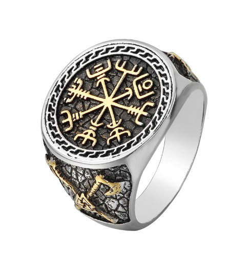 Scandinavian Viking Axe Totem Titanium Ring for Men