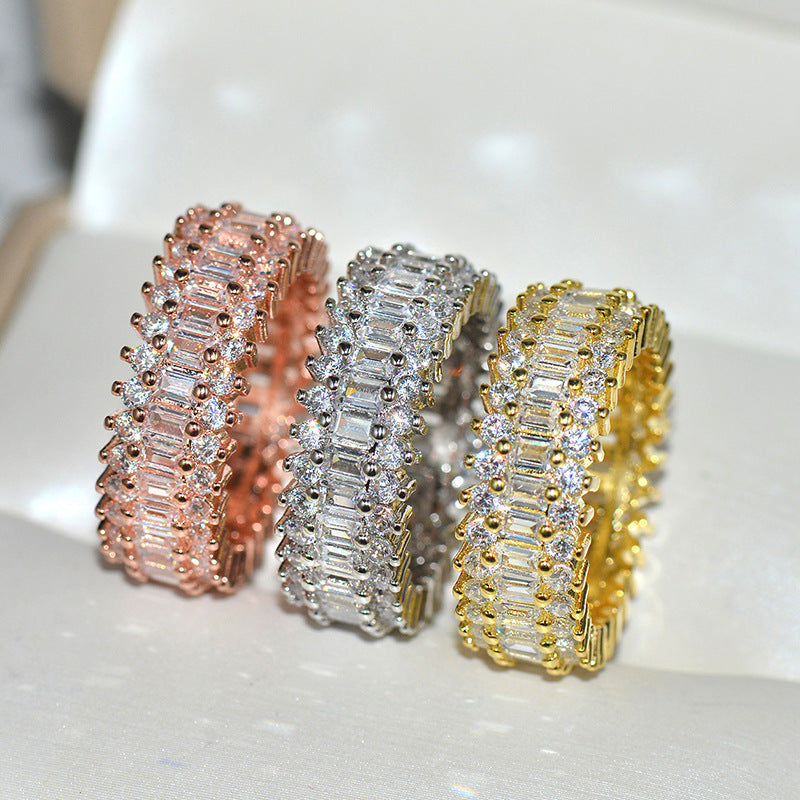 Gold Encrusted Zircon Ring Decoration