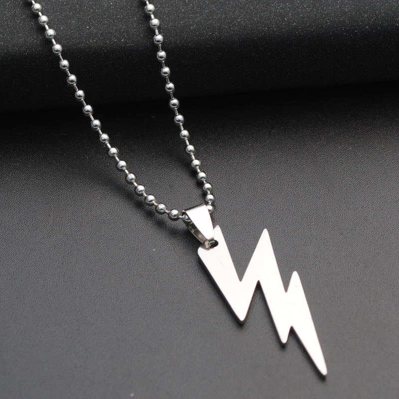Punk Style Lightning Necklace with Stainless Steel Pendant