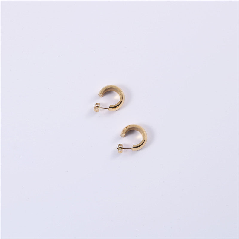 Exaggerated Hoop Earrings with Titanium Steel Studs