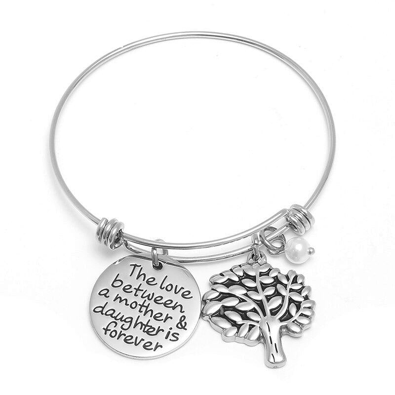 Mirror Engraved Tree of Life Adjustable Titanium Bracelet