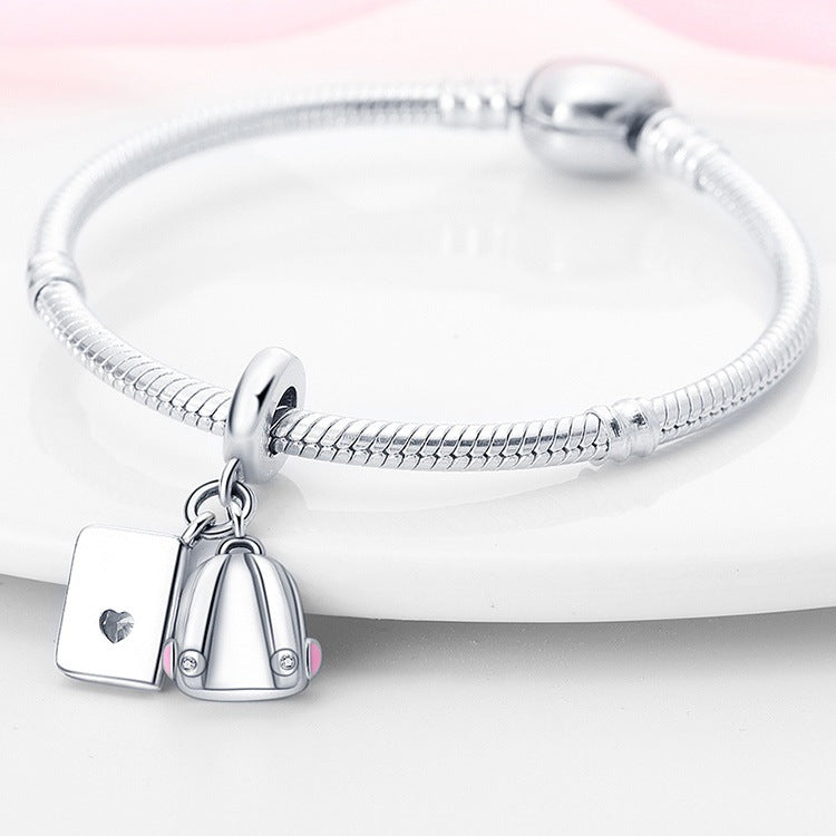 DIY Cute Backpack Book Charms Set in 925 Silver
