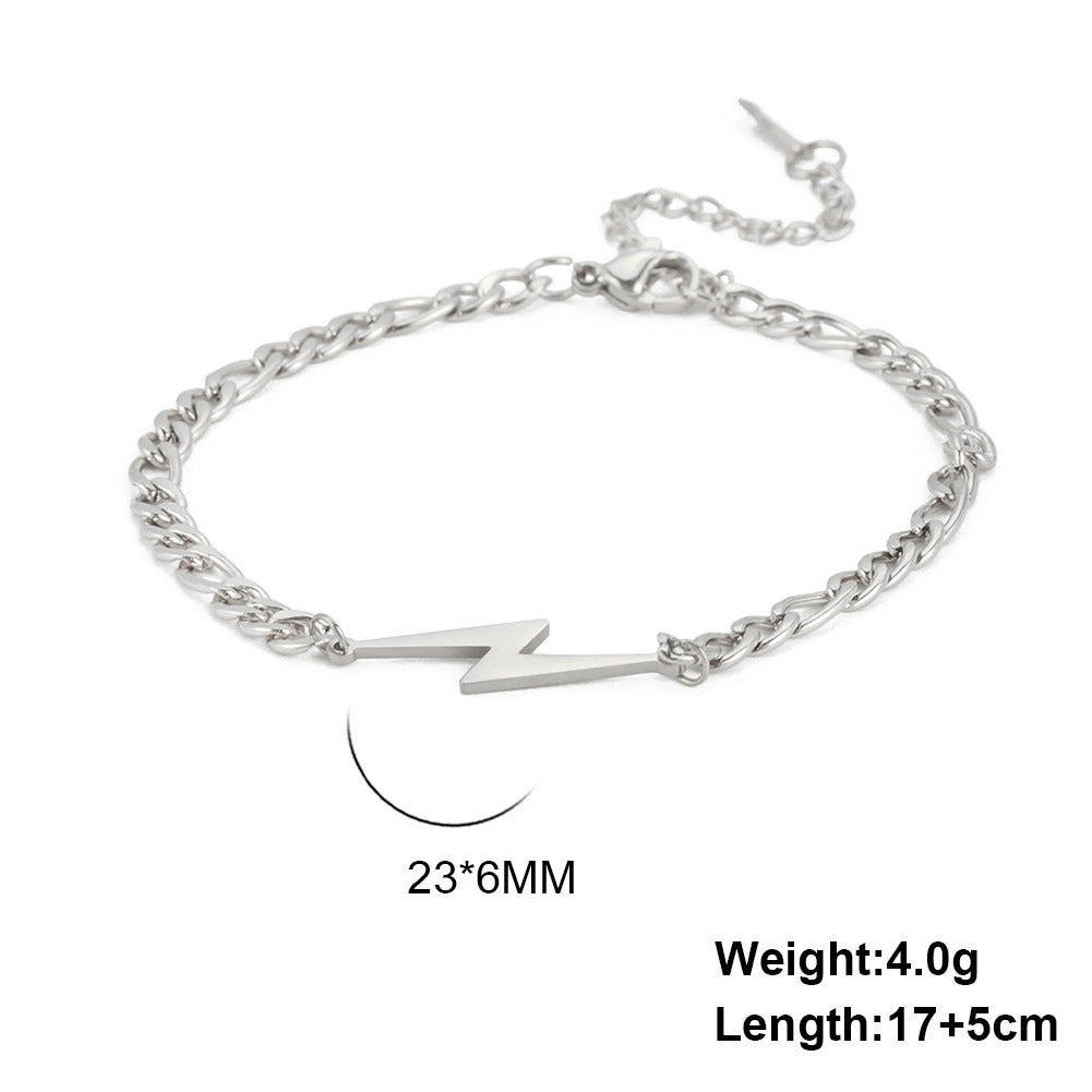 Double Hole Lightning Pendant Titanium Steel Bracelet