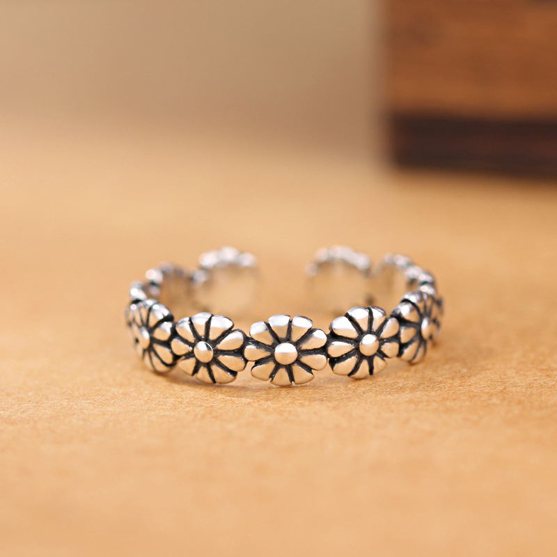 Vintage Sunflower Flower Ring