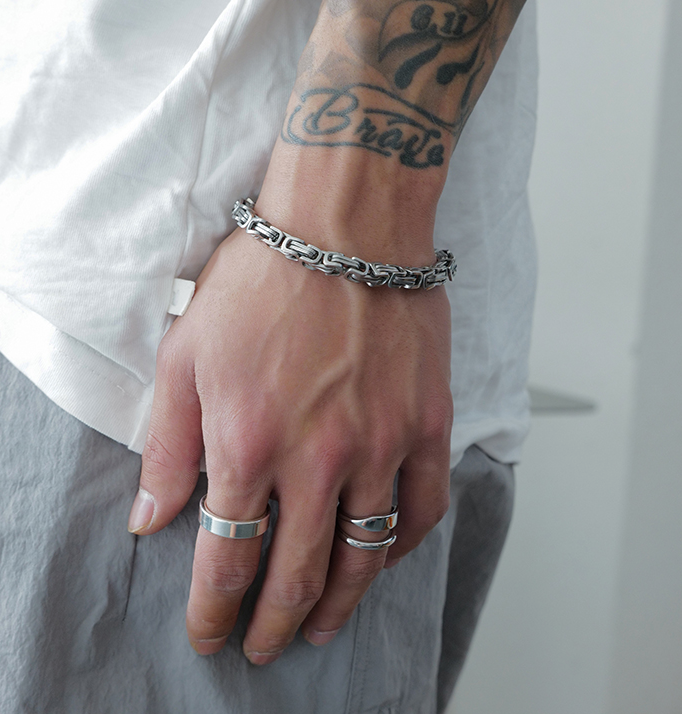 Colorless Titanium Steel Cuban Bracelet
