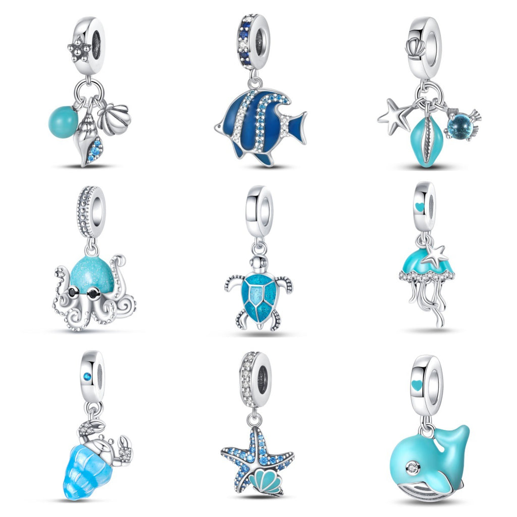 Silver-Plated DIY Ocean-Themed Shell and Crab Charms