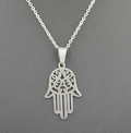 Stainless Steel Pendant Necklace with Hand Design