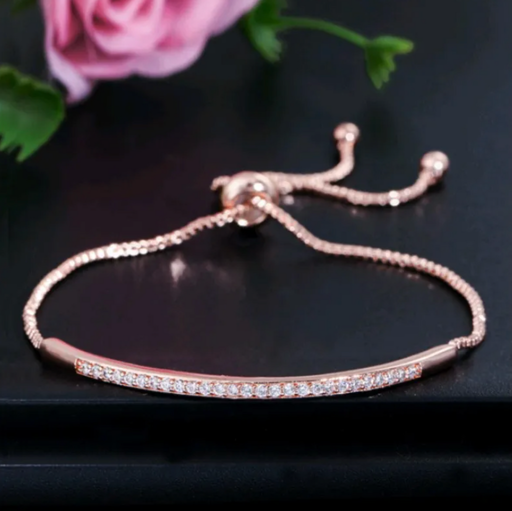 Zircon & Diamond Curved Bracelet