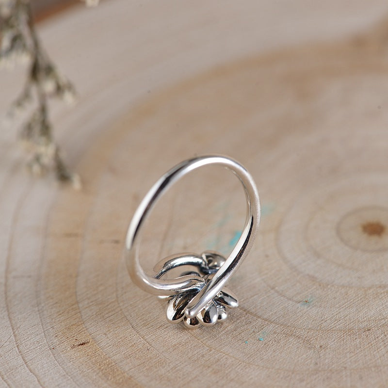 Lotus Silver Ring, Vintage Style Open Ring