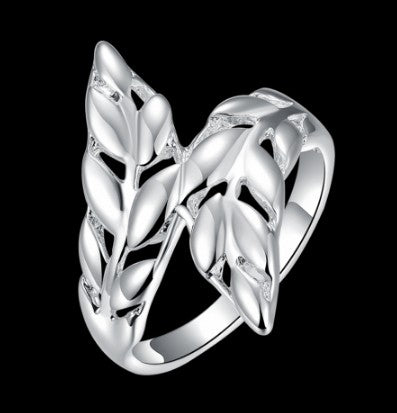 Silver Feather Leaf Ring
