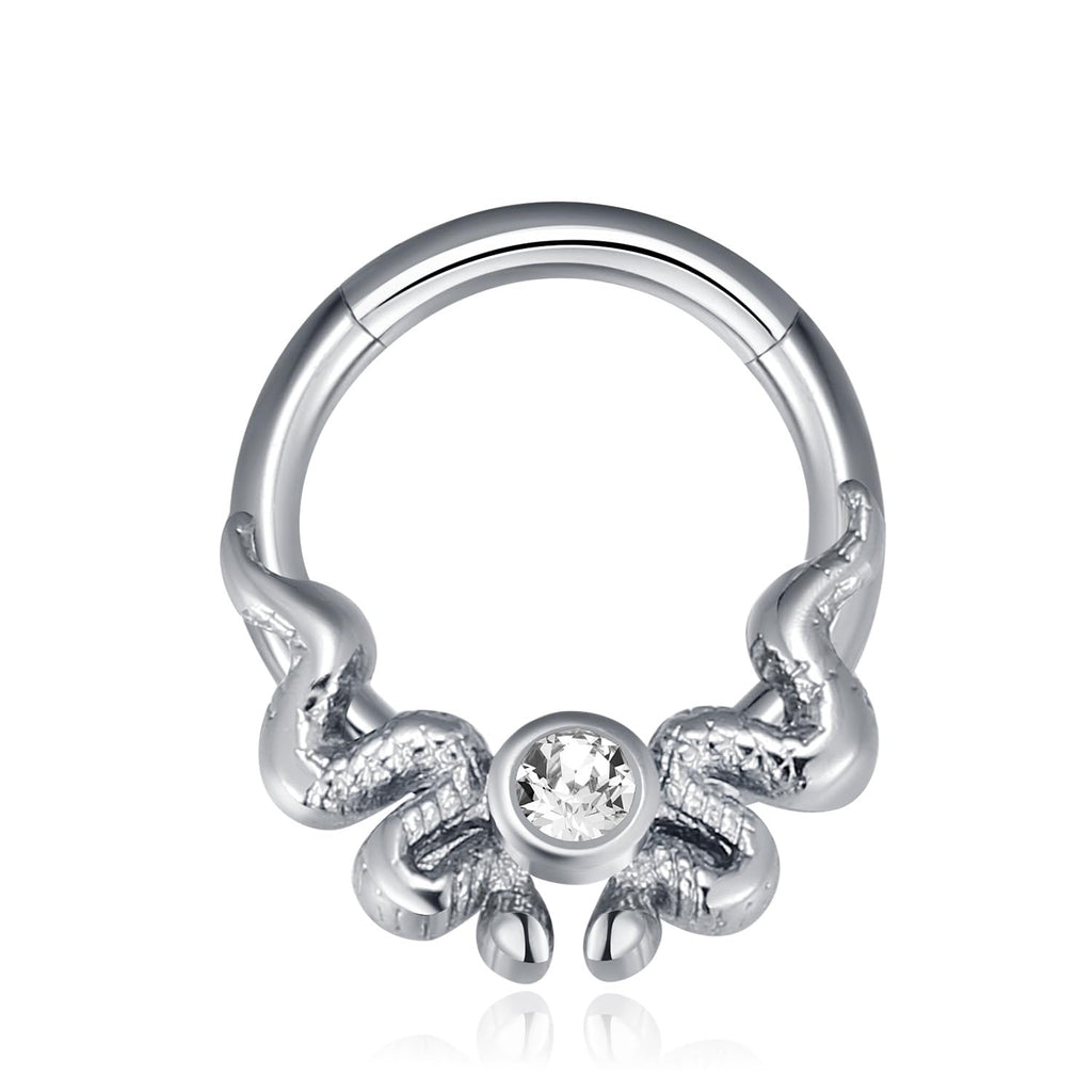 MissNity 16G 8mm Snake Clicker Septum Ring 316l Surgical Steel Hinged Daith Hoop Earring Cartilage Piercing Jewelry for Women Men