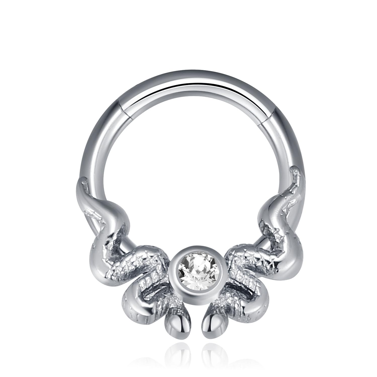 MissNity 16G 8mm Snake Clicker Septum Ring 316l Surgical Steel Hinged Daith Hoop Earring Cartilage Piercing Jewelry for Women Men