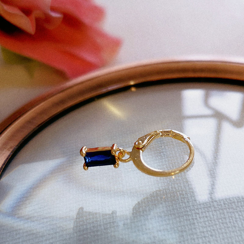 Gold-Plated Colorful Rectangular Mini Zircon Earrings