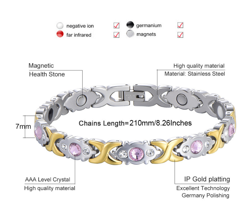 Crystal Gem Women's Titanium Steel Bracelet with Diamonds