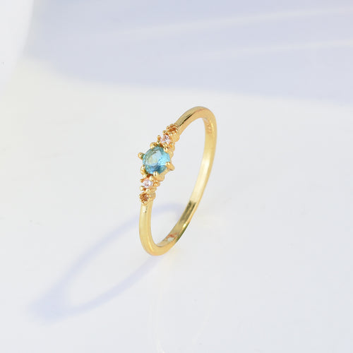 18k Platinum Plated Women's Imitation Aquamarine Ring