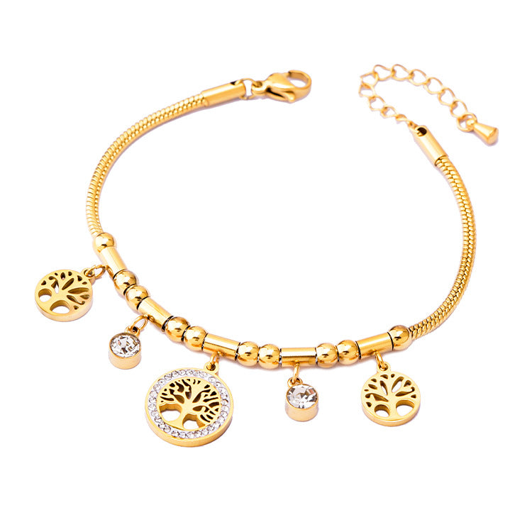 Colorful Geometric Snake Bone Bracelet with Bear & Charms