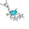 Fashionable Silver Pendant with Three Opal Tortoises