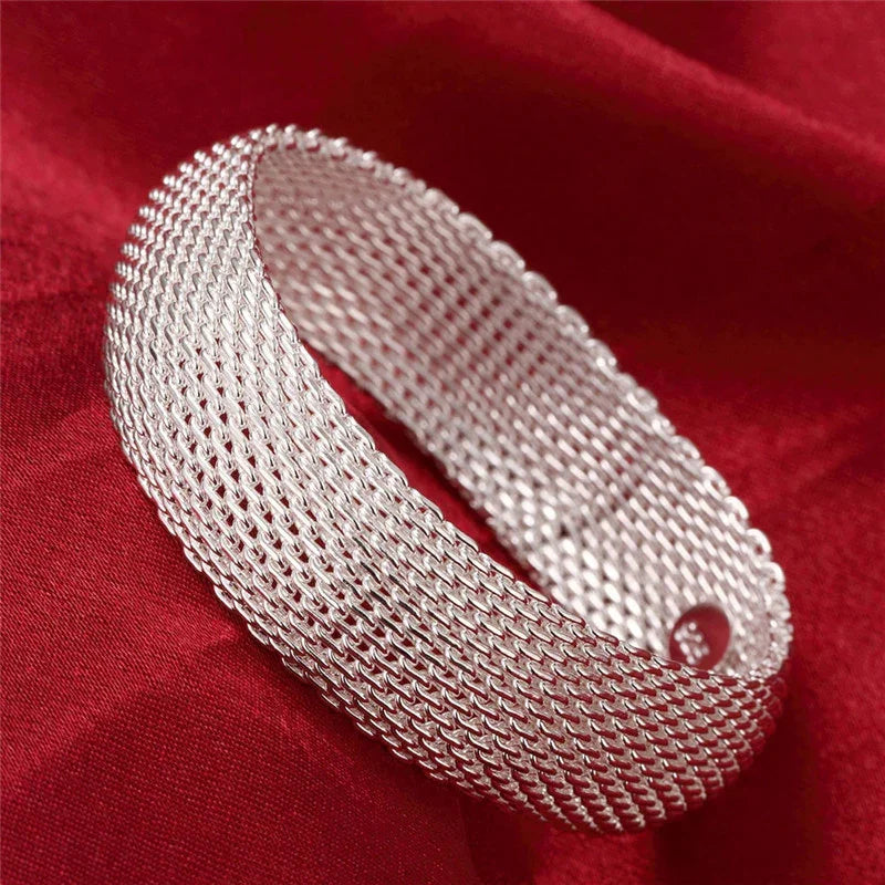Korean Style Silver Bracelet - 925 Silver Fashion Bangle